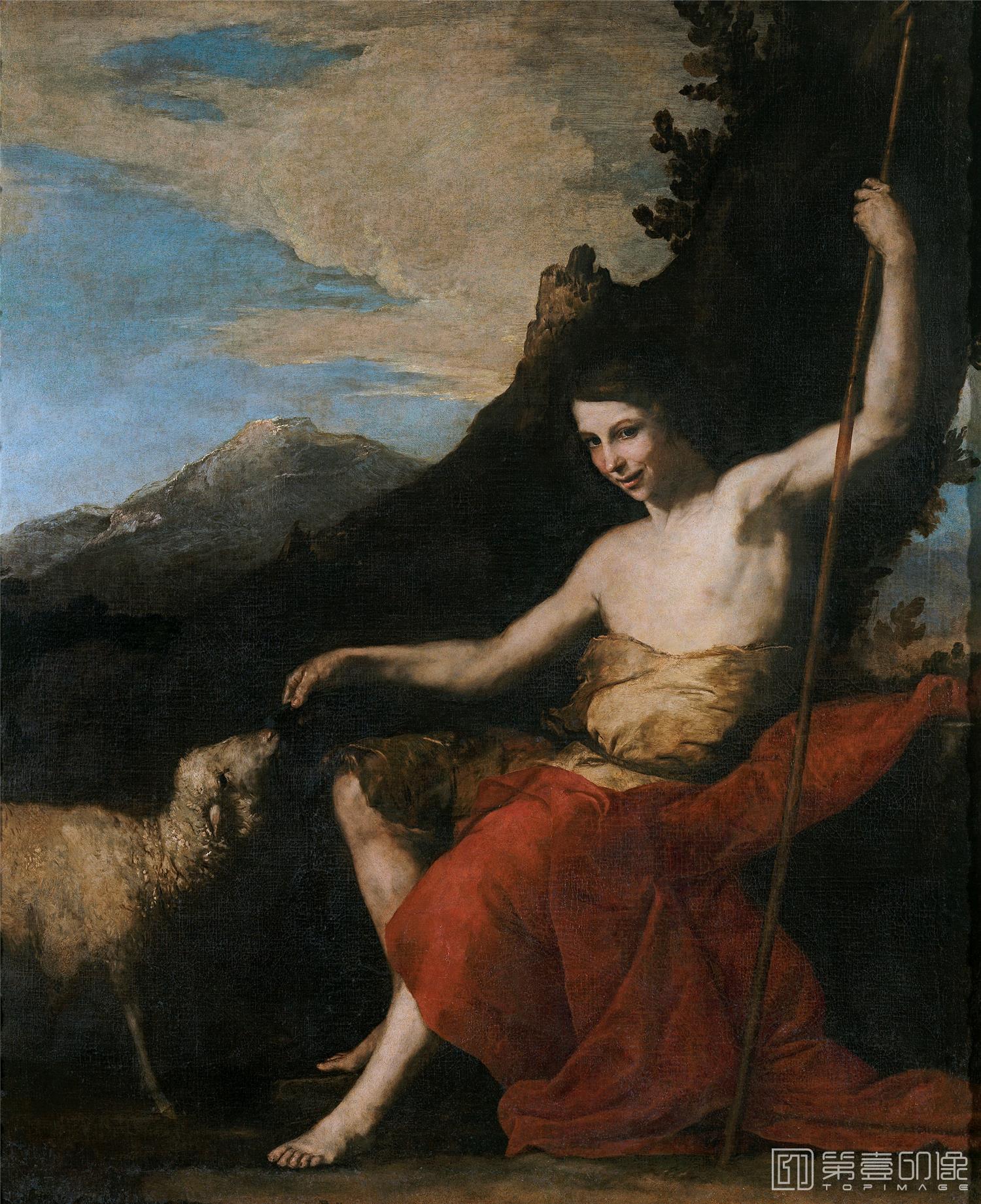 油画-西班牙普拉多美术馆油画藏画-Ribera, José de-San Juan Bautista en el desierto-182cm x 150cm-2288
